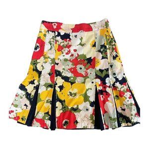 Anthropologie Viola Textured Floral Pleated Skirt (Size 4)